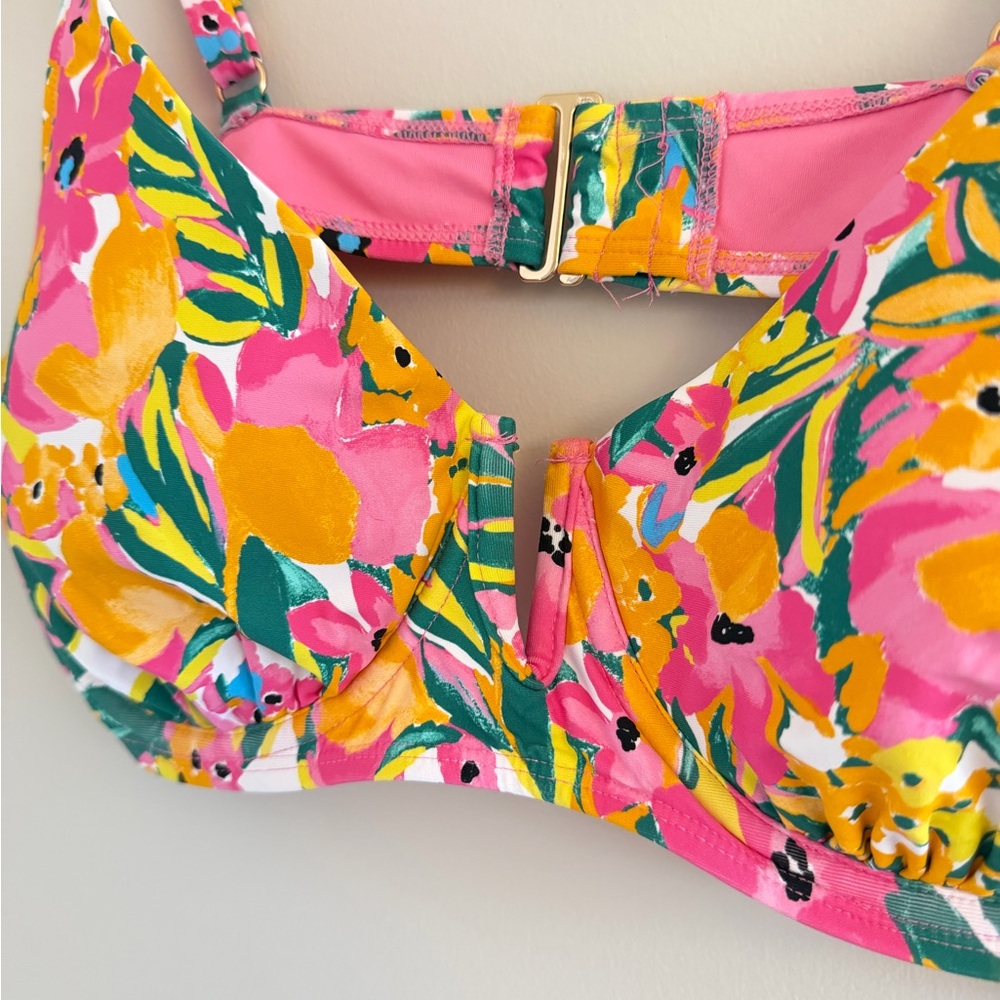Anne Cole Large Ltd Edition Floral Swimsuit V-Wire Top Convertible Bottom 2PC - Picture 3 of 10